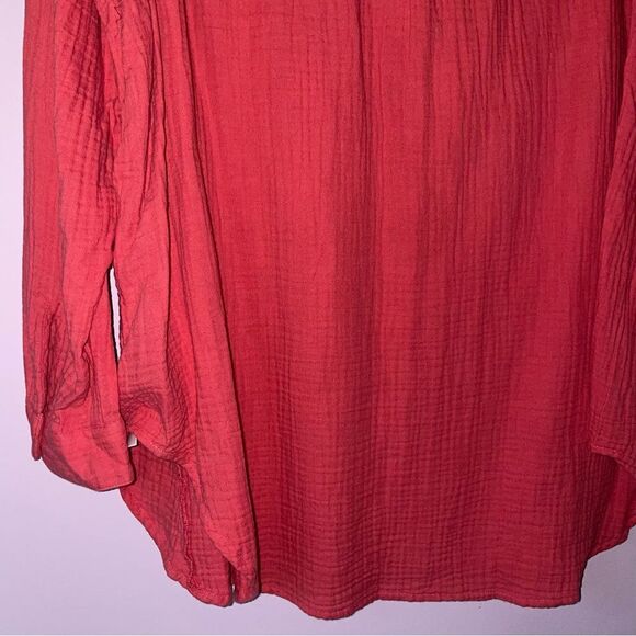 J Jill XLP Blouse Pink Muslin Cotton Button Collar - Picture 8 of 8